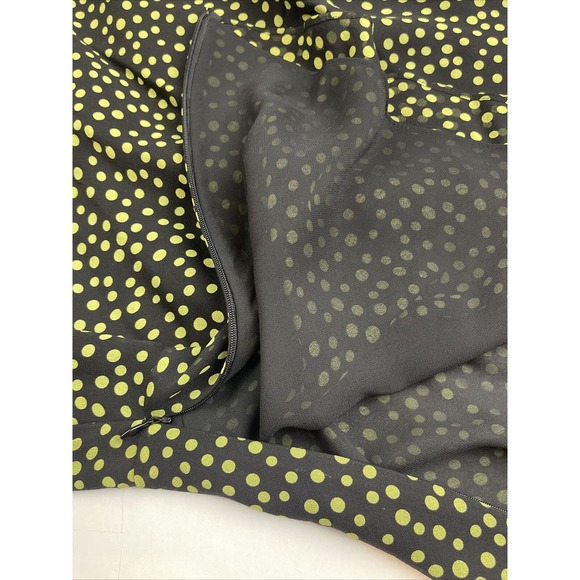 DANA BUCHMAN Black & Green Polka Dot Silk (2) Piece Set Skirt-10 /Top-12 - Picture 8 of 16